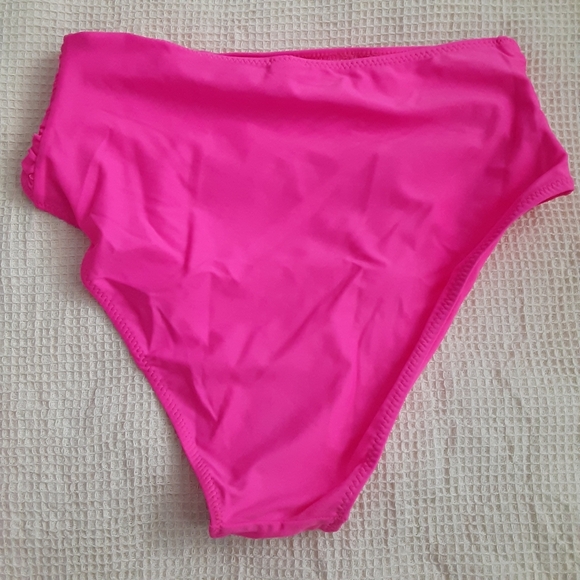 Hot pink high waisted swim bottoms, L NWOT - Picture 2 of 3